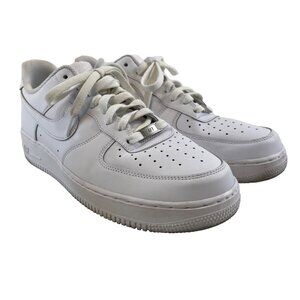 Nike Air Force 1 07 Low White Leather Sneakers Size 11.5 EUC Minimal Wear